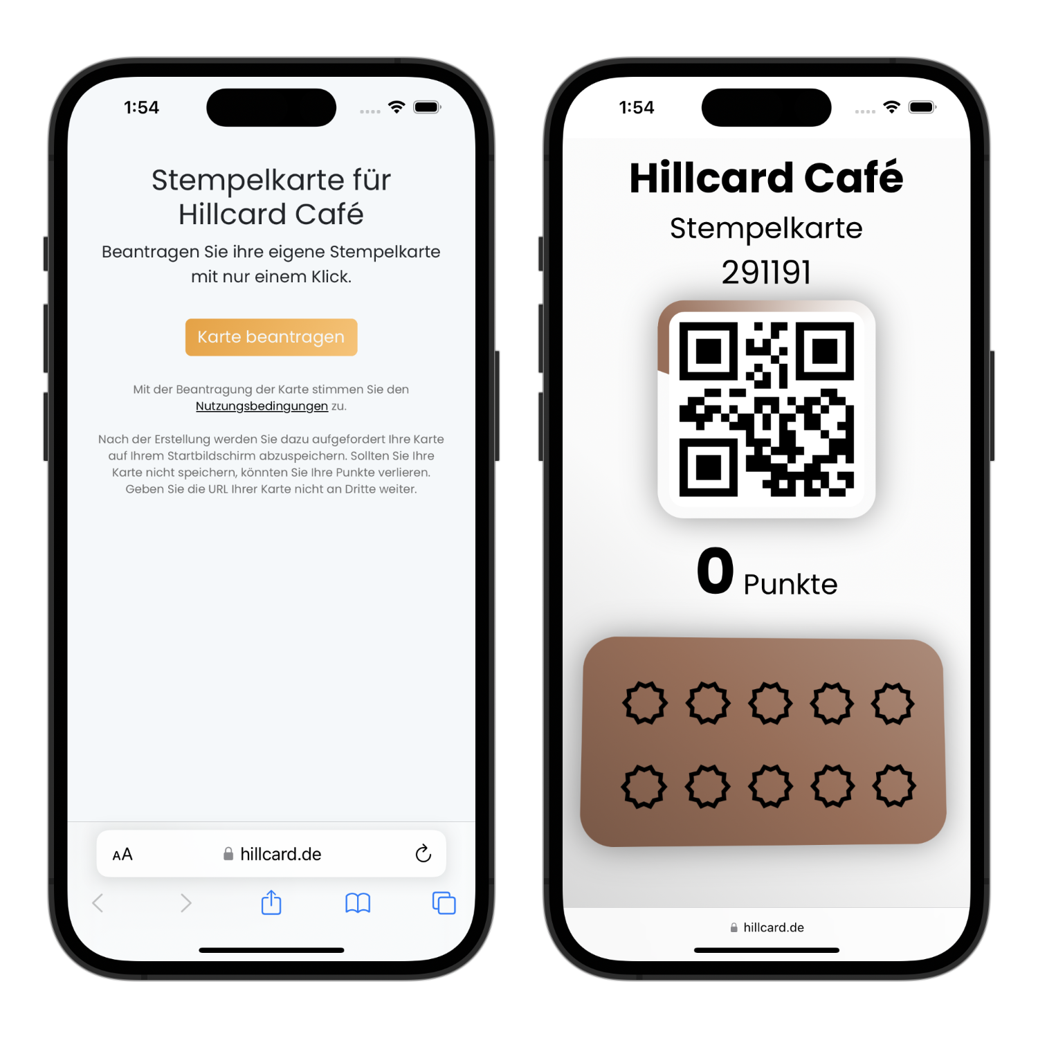 Öffnen der Stempelkarte